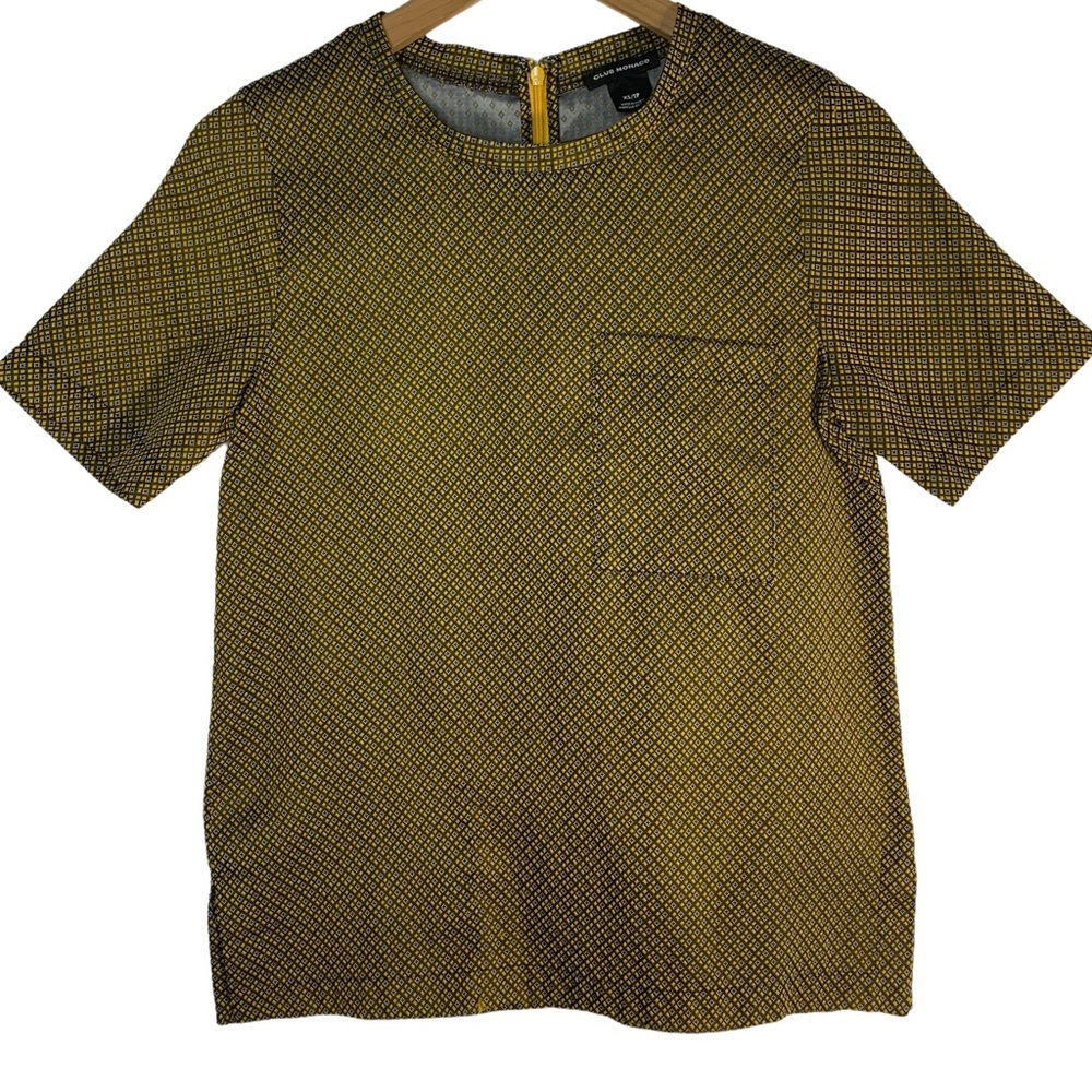 Club Monaco textured short sleeve pocket blouse XS